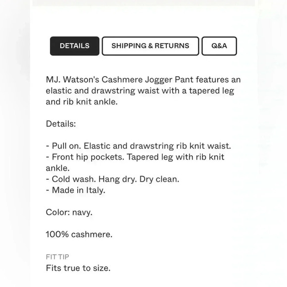 MJ. WATSON Cashmere Jogger - NAVY Size Large - Picture 10 of 15